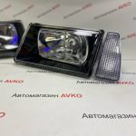 Передние фары  гладкое стекло тонированный отражатель темные  для ВАЗ 2108-21099 2шт