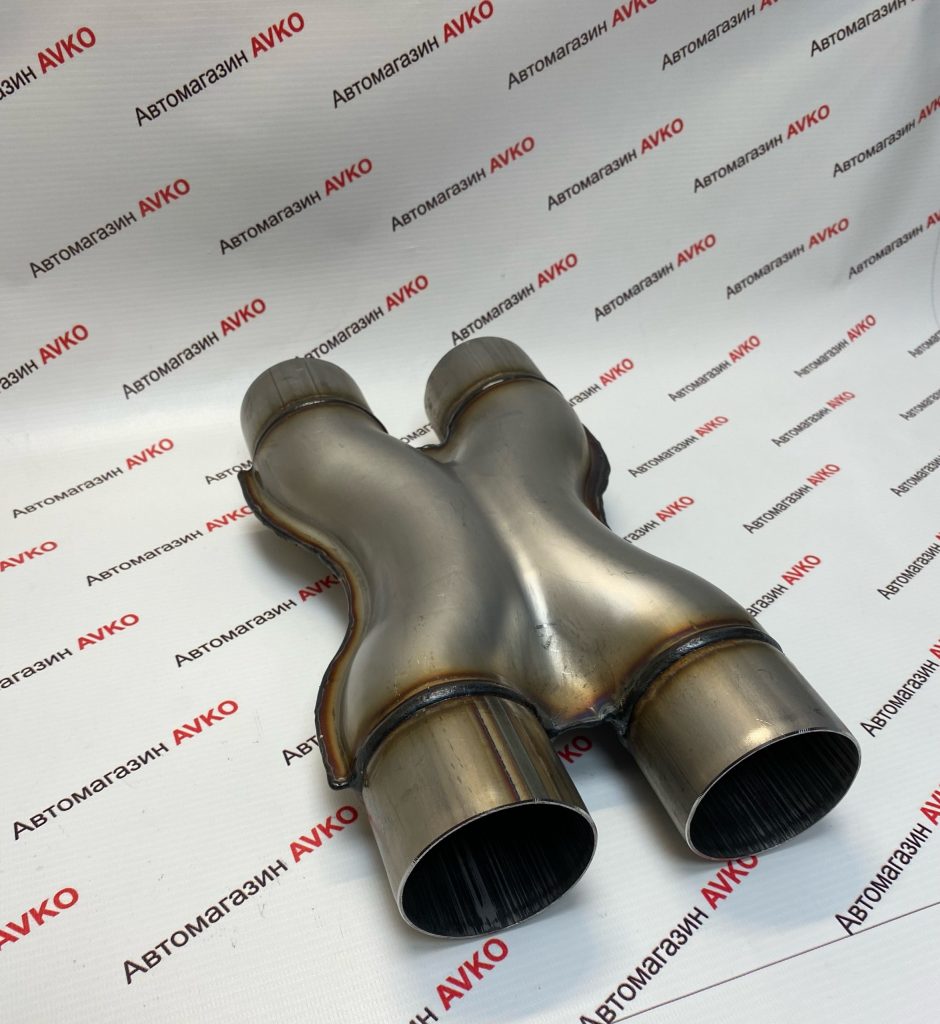 Труба выхлопная X пайп диаметр вход выход 63 мм нержавеющая сталь