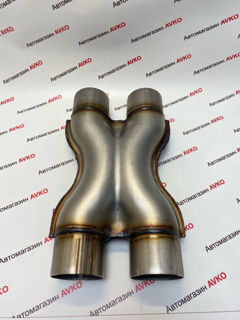 Труба выхлопная X пайп диаметр вход выход 63 мм нержавеющая сталь